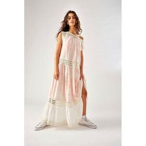 NEW FREE PEOPLE WASHED DAYDREAMING MAXI DRESS CROCHET TIE DYE PRIMROSE PINK